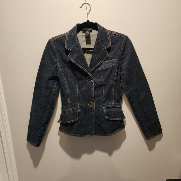 Frida Kahlo Floral Upcycled Custom Denim Jacket, Size XS - Picture 5 of 6